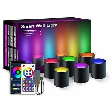 Настенная LED лампа RGB Intelligent wall lamp 6 pcs with Bluetooth European plug with app Black 656-03692 фото