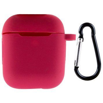 Силиконовый футляр New с карабином для наушников Airpods 1/2 Rose Red 203-00253 фото