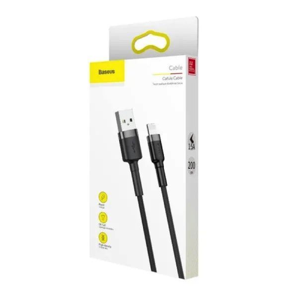Кабель Baseus Cafule Cable USB For Lightning 1.5A 2m Gray+Black CALKLF-CG1 фото