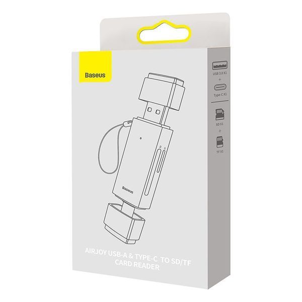 USB-хаб Baseus Lite Series USB-A & Type-C to SD/TF Card Reader Grey WKQX060113 фото