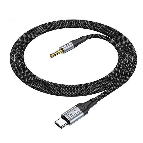 Аудиокабель HOCO UPA26 Type-C to 3.5mm male, nylon braid, 1m, Black 6942007608824 фото