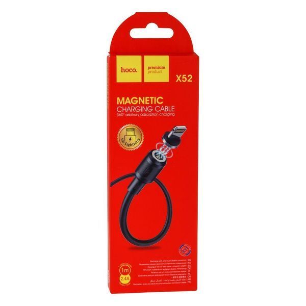 Кабель USB Hoco X52 Sereno magnetic Lightning 1m Чорний 209-00340 фото