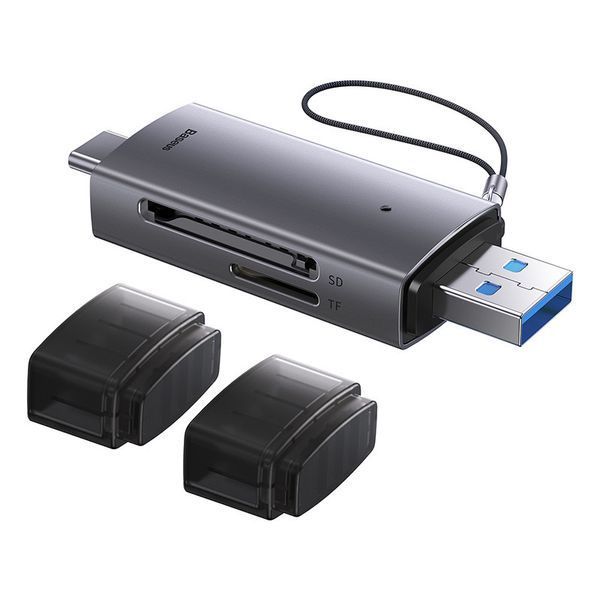 USB-хаб Baseus Lite Series USB-A & Type-C to SD/TF Card Reader Grey WKQX060113 фото