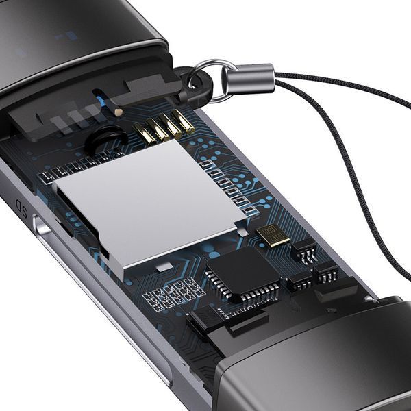 USB-хаб Baseus Lite Series USB-A & Type-C to SD/TF Card Reader Grey WKQX060113 фото