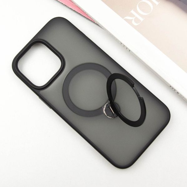 Чохол TPU+PC Metal Buttons with MagSafe Colorful HQ Ring для iPhone 14 (6.1") Black 555-00633 фото