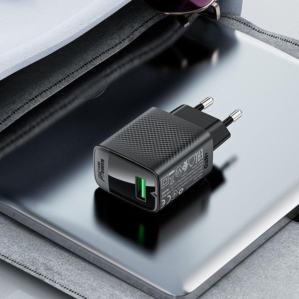 Сетевое зарядное устройство ACEFAST A90 QC18W GaN single USB-A charger (EU) Black 6974316283249 фото