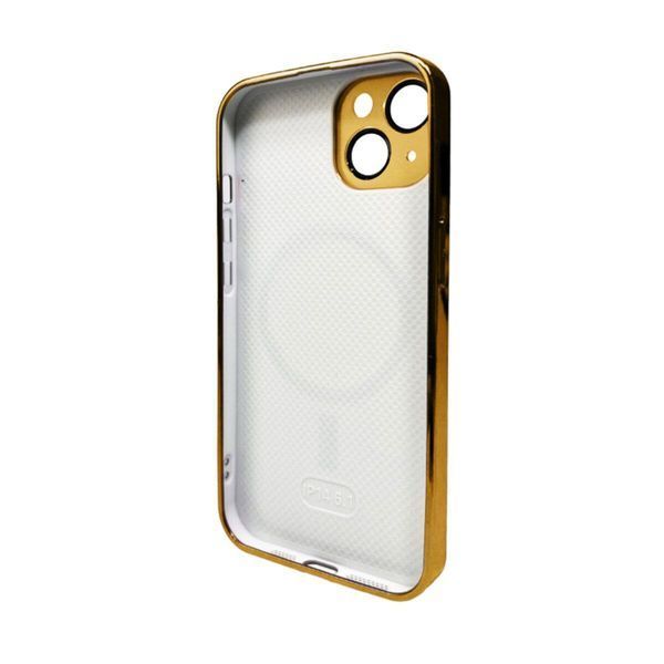 Чехол AG Glass Sapphire Frame MagSafe для iPhone 13 Gold 666-02796 фото