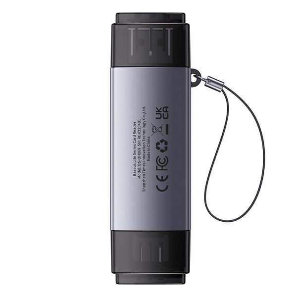 USB-хаб Baseus Lite Series USB-A & Type-C to SD/TF Card Reader Grey WKQX060113 фото