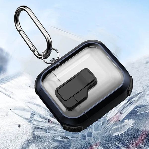 Футляр противоударный Locking Button для наушников Airpods 1/2 Blue 203-00403 фото