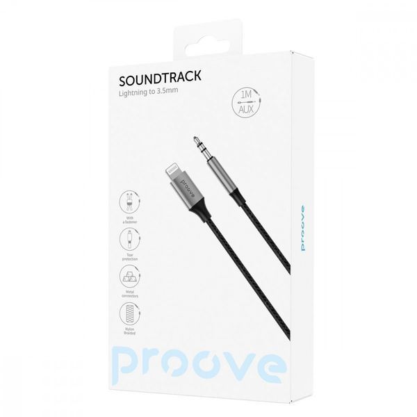Кабель AUX Proove SoundTrack Lightning to 3.5mm (1m) Black ACST00004801 фото