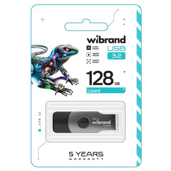 Флеш-накопичувач Wibrand USB 3.2 Gen1 Lizard 128GB Black WI3.2/LI128P9B фото