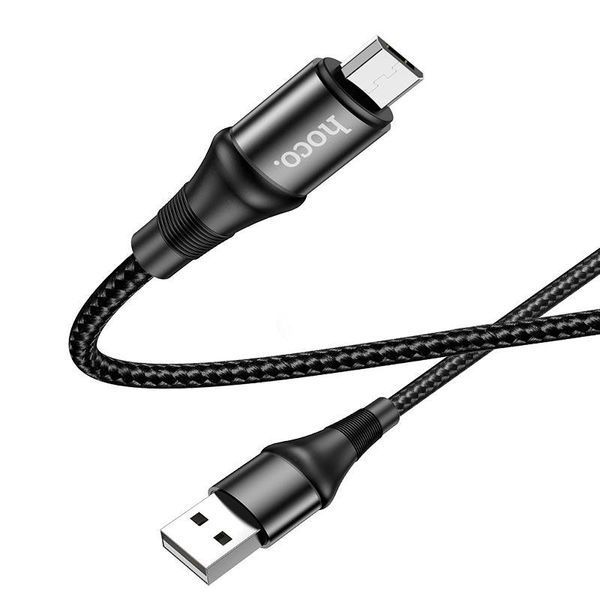 Кабель HOCO X50 USB to Micro 2.4A, 1m, nylon, aluminum connectors, Black 6931474734211 фото