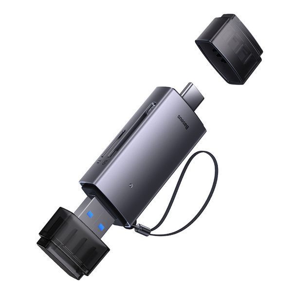 USB-хаб Baseus Lite Series USB-A & Type-C to SD/TF Card Reader Grey WKQX060113 фото