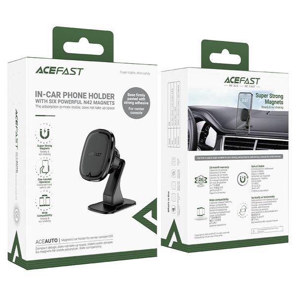 Автотримач для телефона ACEFAST D35 center console magnetic car holder Black 6974316282327 фото