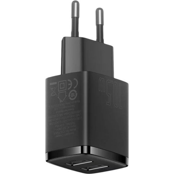 Мережевий зарядний пристрій Baseus Compact Charger 2U 10.5W EU Black CCXJ010201 фото