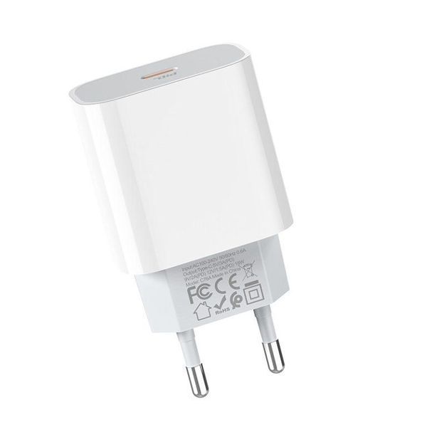 Сетевое зарядное устройство HOCO C76A Plus Speed source PD20W charger White 6931474746917 фото