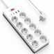 Удлинитель WIWU S008 Power Strip PD20W (2USB-A/2C/10xSocket) (2m) White ILSO-00000085939-1 фото 1