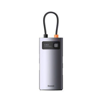USB-хаб Baseus Metal Gleam Series 4-in-1 Multifunctional Type-C HUB Docking Station Gray （Type-C to USB3.0*3+RJ45*1） WKWG070113 фото