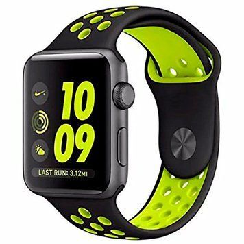 Силиконовый ремешок с перфорацией для Apple Watch 42/44/45/49 mm Черно-салатовый 212-00166 фото