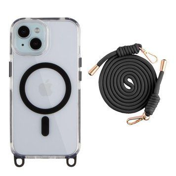 Чехол TPU+PC LanyardCase with MagSafe для iPhone 15 Black 214-03159 фото