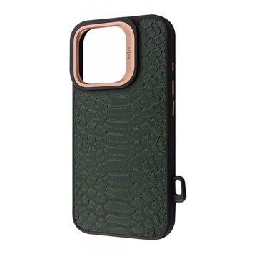 Чехол Kajsa Snake Pattern with Magnetic Ring iPhone 16 Pro Olive 656-08153 фото