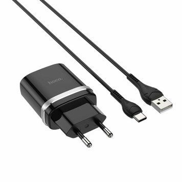 Мережевий зарядний пристрій HOCO C12Q Smart QC3.0 charger set(Type-C) 18W Black 656-01356 фото