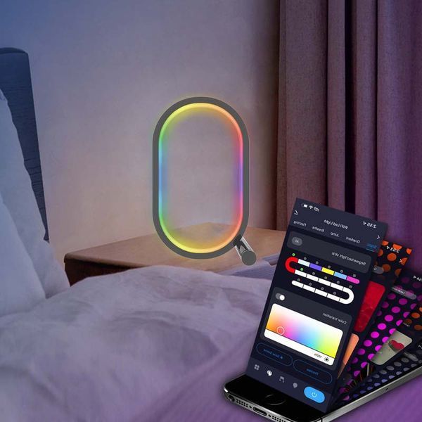 Настольная LED лампа RGB Smart desk oval lamp Bluetooth USB with app Black 656-03693 фото