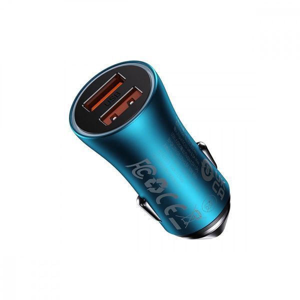 АЗП Baseus Golden Contactor Max Dual 60W USB + USB Blue CGJM000003 фото