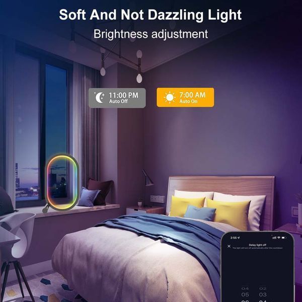 Настольная LED лампа RGB Smart desk oval lamp Bluetooth USB with app Black 656-03693 фото