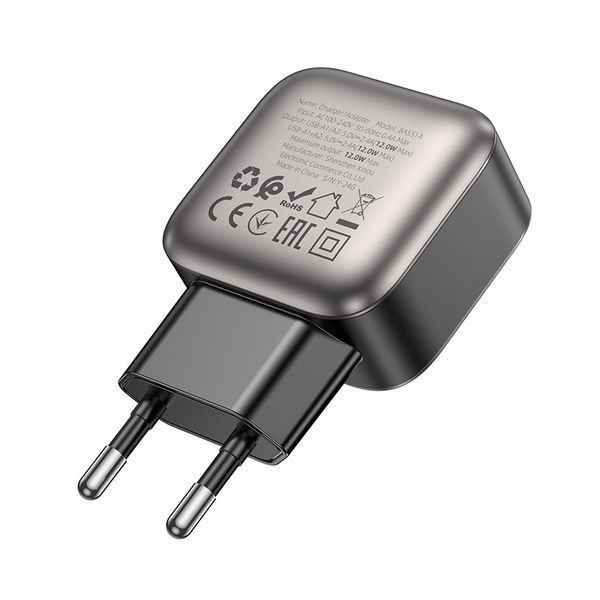 Сетевое зарядное устройство BOROFONE BAS51A Absolute dual-port charger Black 6941991116100 фото