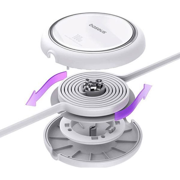 Кабель Baseus Free2Draw Mini Retractable Charging Cable Type-C to Type-C 100W 1m Moon White P10364500211-00 фото