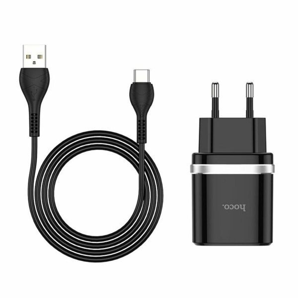 Мережевий зарядний пристрій HOCO C12Q Smart QC3.0 charger set(Type-C) 18W Black 656-01356 фото