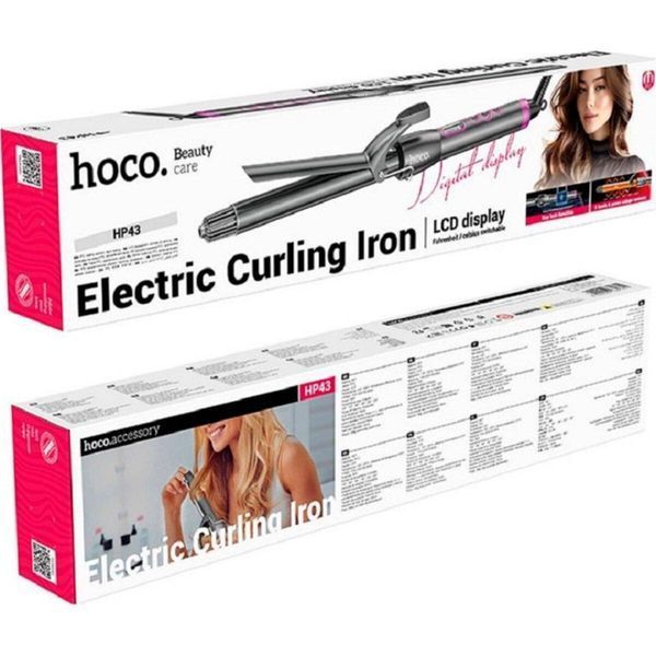 Гребінець для випрямлення волосся HOCO HP43 Electric manual curling iron with digital display(EU) Gray 656-02522 фото