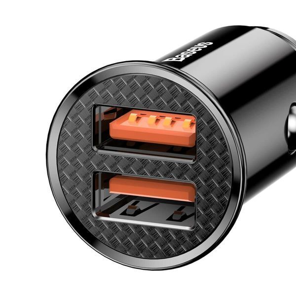 Автомобільний зарядний пристрій Baseus Circular Plastic А+А 30W Black 656-00372 фото