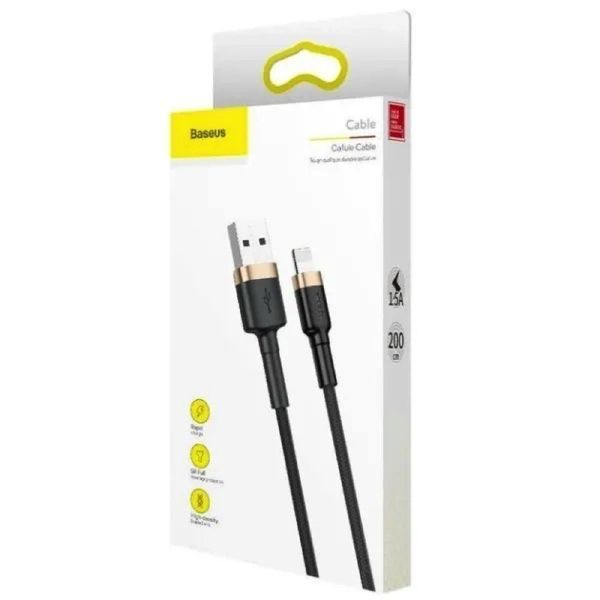 Кабель Baseus Cafule Cable USB For Lightning 1.5A 2m Gold+Black CALKLF-CV1 фото