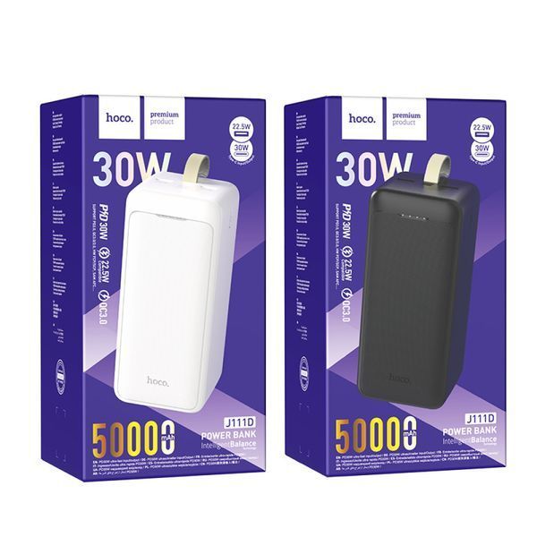 Портативный аккумулятор Hoco J111D Smart charge 50000mAh PD30W+QC3.0 Белый 216-00090 фото