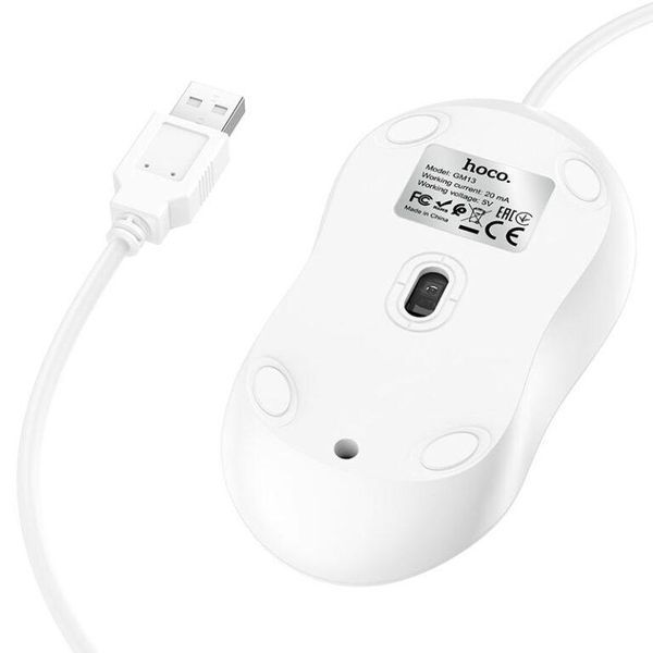 Маніпулятор миша HOCO GM13 Esteem business wired mouse White 6931474757852 фото