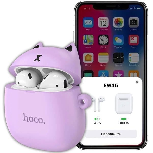 Беспроводные наушники HOCO EW45 True wireless stereo headset Lilac Cat 6931474789228 фото