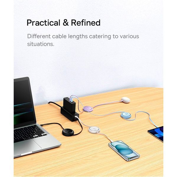 Кабель Baseus Free2Draw Mini Retractable Charging Cable Type-C to Type-C 100W 1m Moon White P10364500211-00 фото