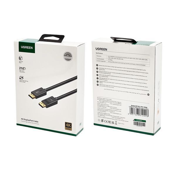 Кабель UGREEN DP Male to Male Cable 1m (Black) UGR-10244 фото