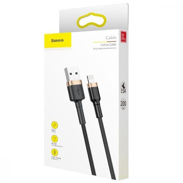 Кабель Baseus Cafule Lightning 1.5A (2m) Gold/Black CALKLF-CV1 фото