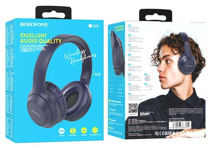 Бездротові навушники BOROFONE BO20 Player BT headphones Blue 656-01579 фото