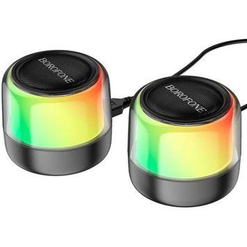 Портативна колонка BOROFONE BP12 Colorful BT wired 2-in-1 computer speaker, 5W*2, Black 6974443387179 фото