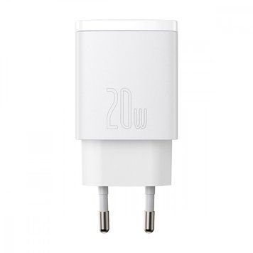 МЗП Baseus Compact Quick Charger 20W QC+ PD (1Type-C + 1USB) White CCXJ-B02 фото