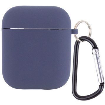Силиконовый футляр с микрофиброй для наушников Airpods 1/2 Midnight blue 203-00200 фото