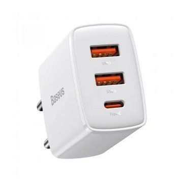 Мережевий зарядний пристрій Baseus Compact Quick Charger 2U+C 30W EU White 656-01291 фото