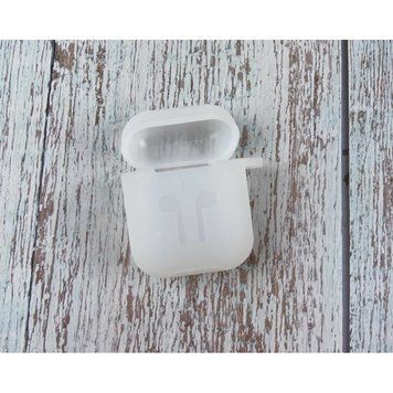 Силиконовый чехол с карабином для наушников AirPods 2 Прозрачно-белый 203-00098 фото