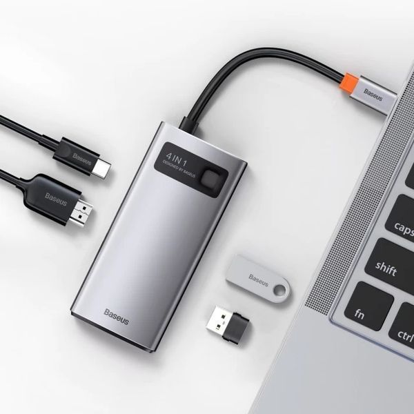 USB-хаб Baseus Metal Gleam Series 4-in-1 Multifunctional Type-C HUB Docking Station Gray（Type-C to HDMI*1+USB3.0*1+USB2.0*1+PD*1） CAHUB-CY0G фото