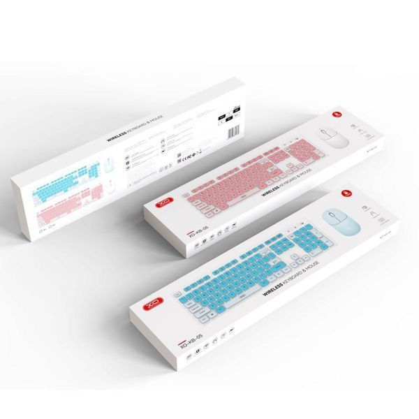 Беспроводной комплект XO KB-05 2.4G Wireless keyboard and mouse set Pink 999-00001 фото