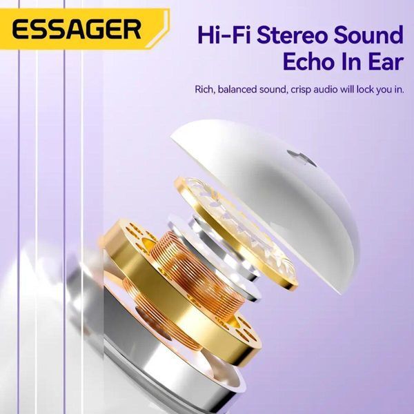 Беспроводные наушники ESSAGER (color box) Shining TWS Bluetooth elphones White 656-03848 фото